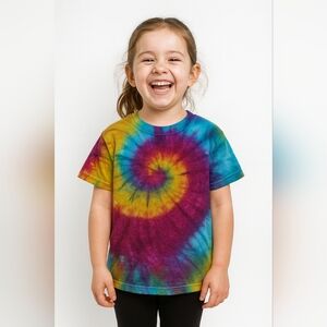 Tie Dye Youth Medium Wicking Fabric Primary Volors Spiral Tee Shirt